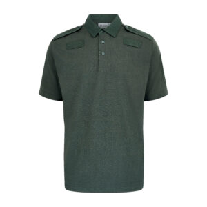 Operational jersey polo with radio loops in ambulance green – front view